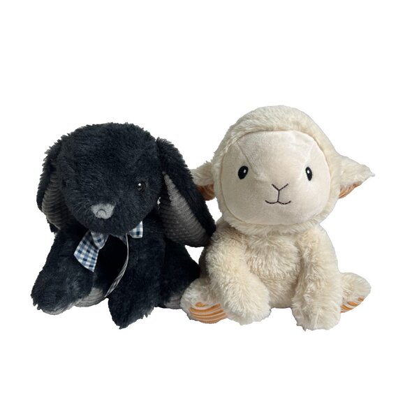 Spark Create Imagine Lamb Rattle Plush & Homerbest Black Bunny Rabbit Plush - Picture 2 of 12